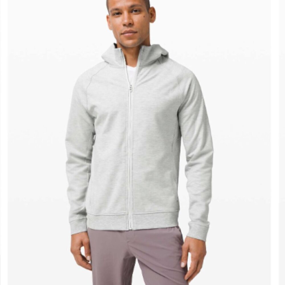 Lululemon City Sweat Full Zip Hoodie Heathered Ultra Light Grey / Sea Salt XXL